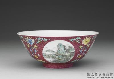 图片[2]-Bowl with landscapes of the four seasons on red ground in falangcai polychrome enamels, Qing dynasty, Qianlong reign (1736-1795)-China Archive